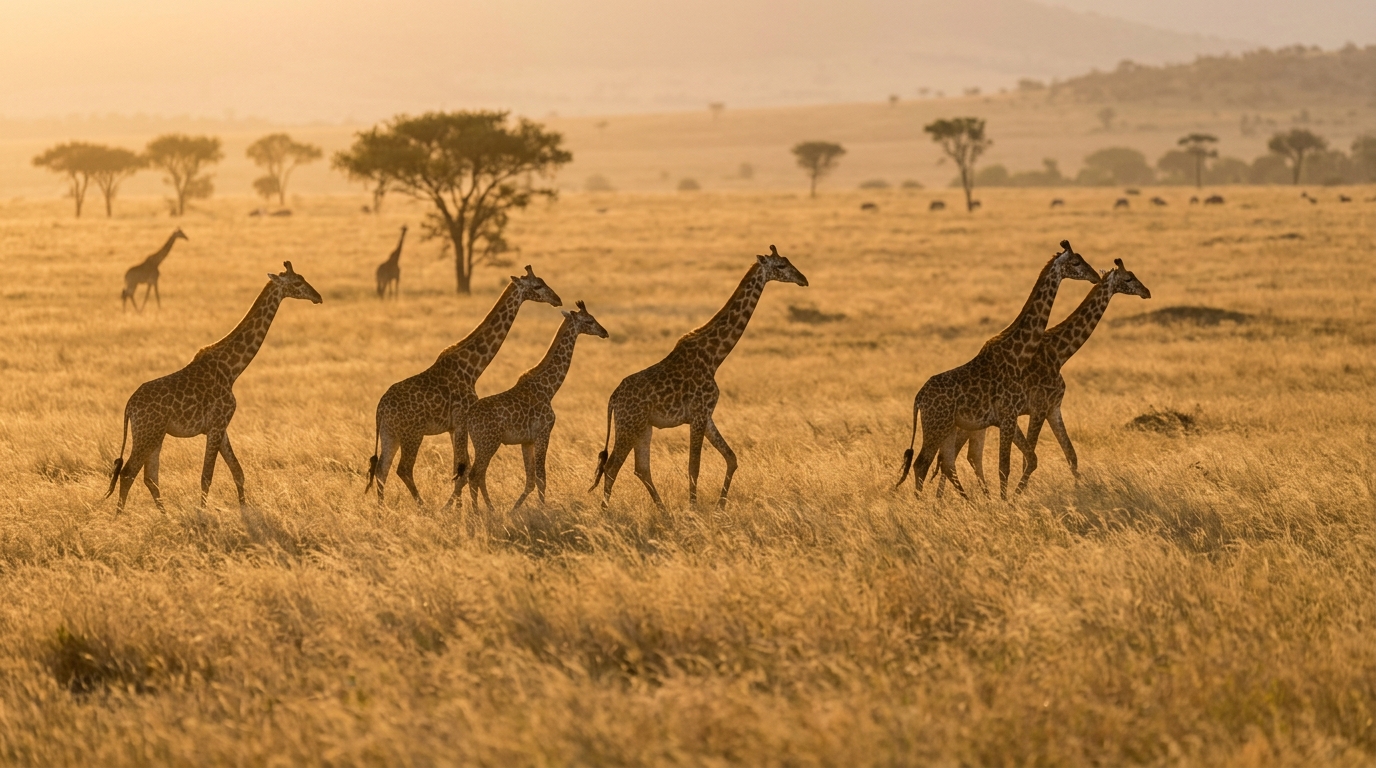 Zonsondergang over de vlaktes van de Serengeti